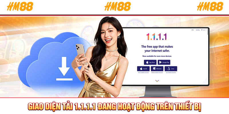 Giao diện tải 1.1.1.1 đang hoạt động trên thiết bị