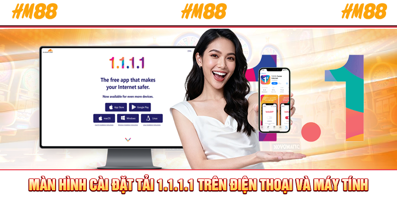 Màn hình cài đặt tải 1.1.1.1 trên điện thoại và máy tính